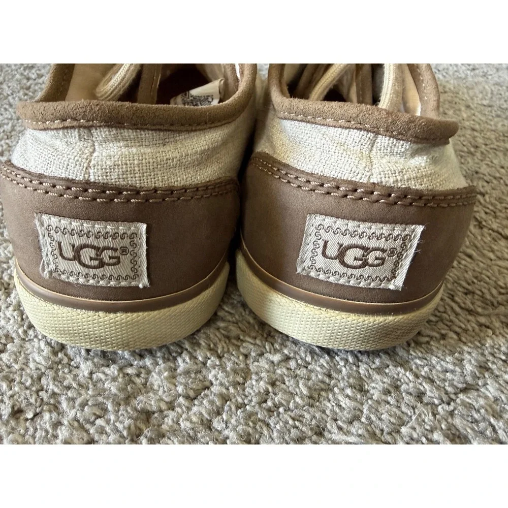 UGG Australia Chivon Oatmeal Linen Tan Suede Lace Up Sneakers 1002641 Womens 7